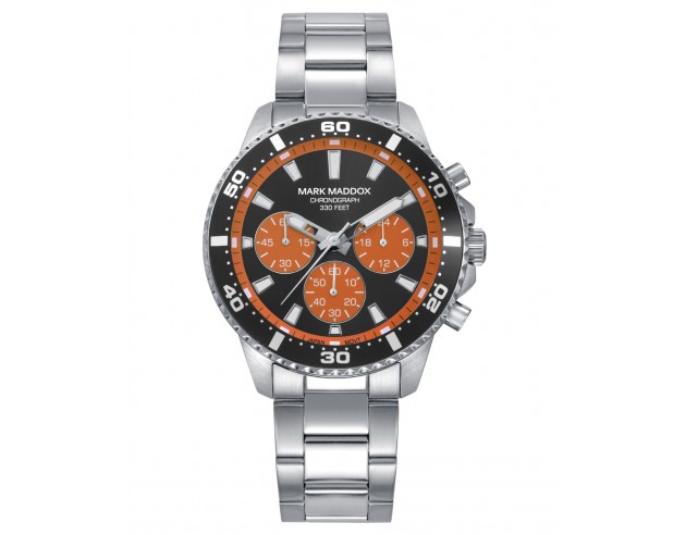 Reloj de hombre cronógrafo con caja de acero y bisel de aluminio negro, una combinación que refuerza su estética deportiva y ac
