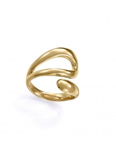 Anillo de mujer de acero con acabado Ip dorado y diseño abierto, pensado para aportar un brillo actual y sofisticado a cualquie