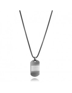 Un collar que combina simplicidad y sofisticación en un diseño moderno y elegante. Fabricado en acero, presenta una placa centr