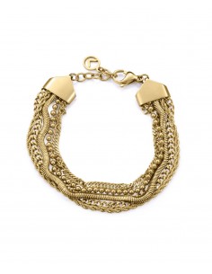 Pulsera de mujer en acero con acabado IP dorado y diseño de múltiples cadenas, una propuesta elegante que aporta luz y sofistic