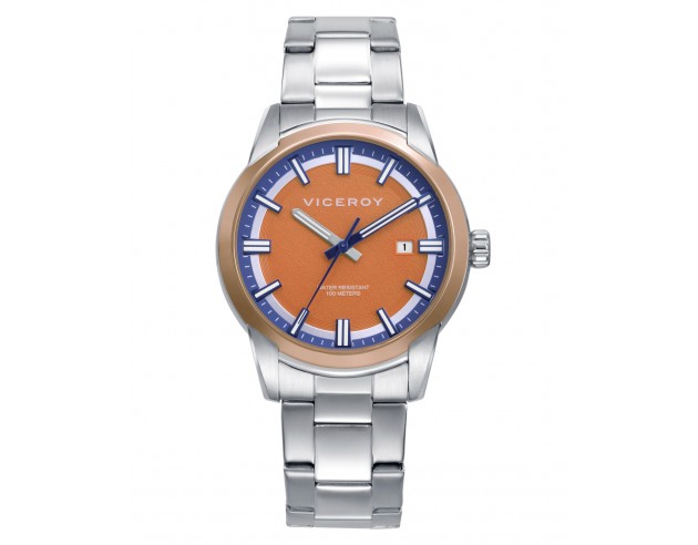 Reloj de hombre con caja bitono en acero e Ip rosa que aporta un contraste elegante y actual de la colección Abraham Mateo, rea
