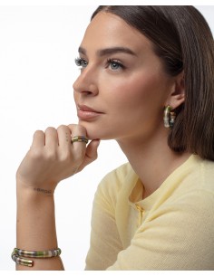 Anillo de acero tubogas con cordón enroscado en una combinación de tonos azules y verdes que aporta carácter, brillo y un acaba 2