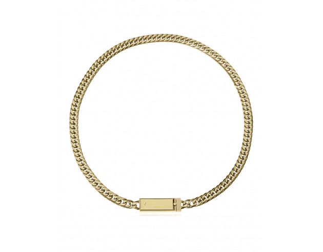 Collar de acero con acabado IP dorado y cadena de eslabones que realza el estilo con una presencia elegante y actual.