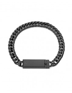 Pulsera de acero Ip negro con cadena y placa, una propuesta de estética sobria y contemporánea que aporta carácter desde la pri