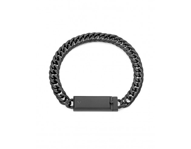 Pulsera de acero Ip negro con cadena y placa, una propuesta de estética sobria y contemporánea que aporta carácter desde la pri