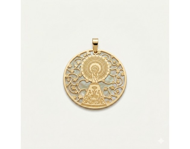 Medalla Plata Dorada Nacar Virgen del...