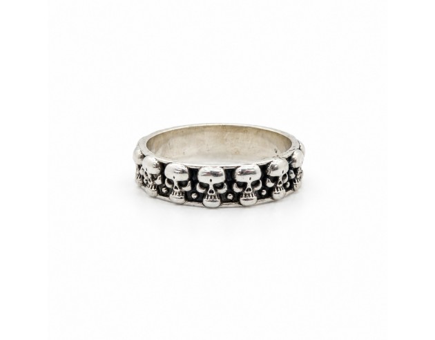 Sortija Plata Tipo Alianza Calaveras