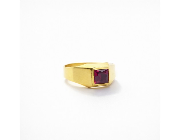Sello Oro Bebe Circonita Cuadrada Roja