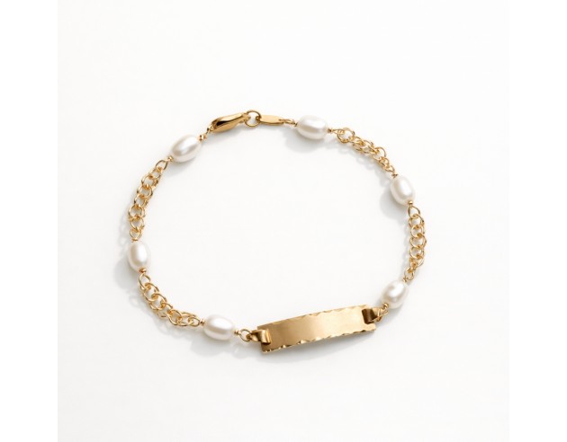 Esclava Oro Perlas Con Cadena Húngara...