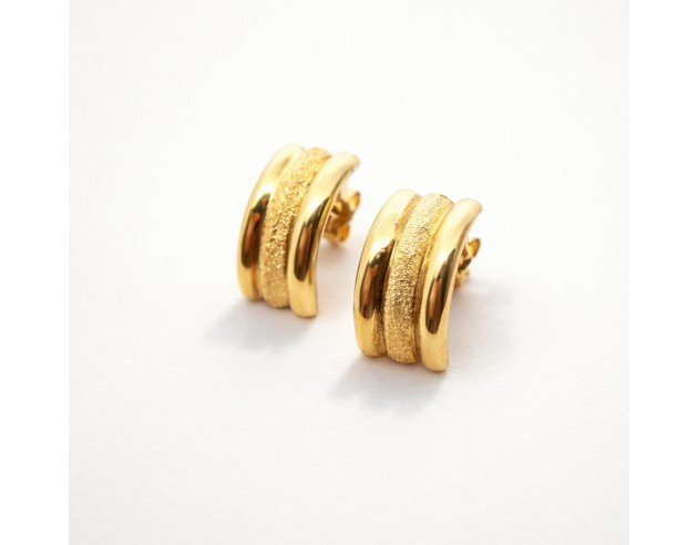 Pendientes Oro Triple Banda Curva