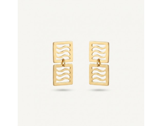 Pendientes Oro Doble Cuadrado Calado...