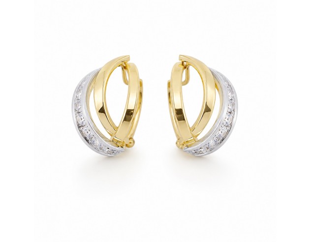 Pendientes Oro Bicolor Triple Banda...