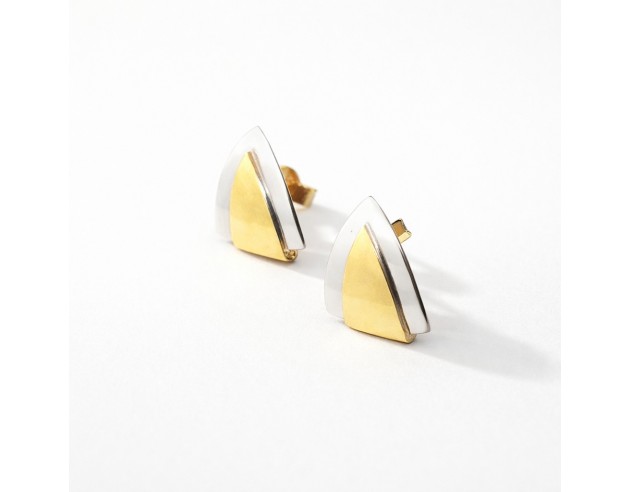 Pendientes Oro Bicolor Triangulo