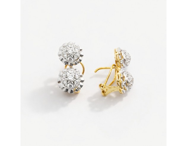 Pendientes Oro Bicolor Doble Roseta...