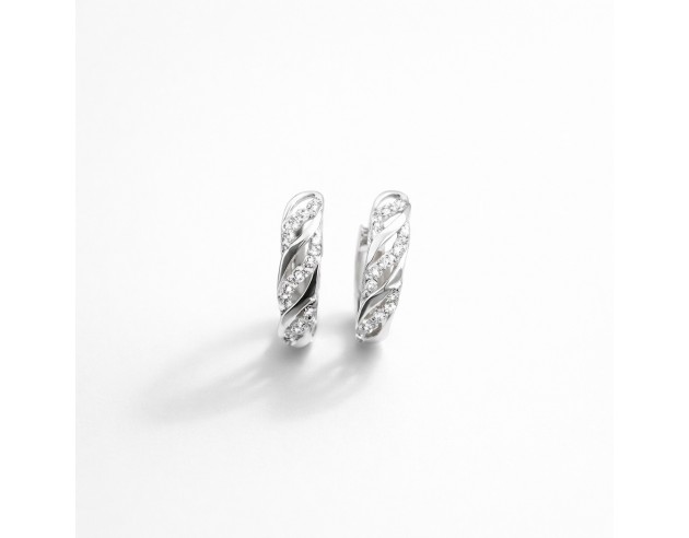 Pendientes Oro Blanco Trenza Calada y...