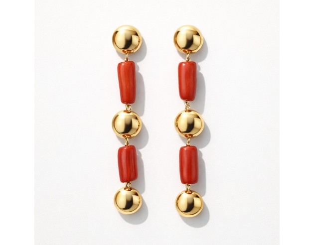 Pendientes Oro Largos Corales