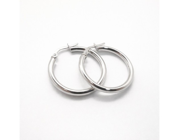 Pendientes Oro Blanco Aros Lisos