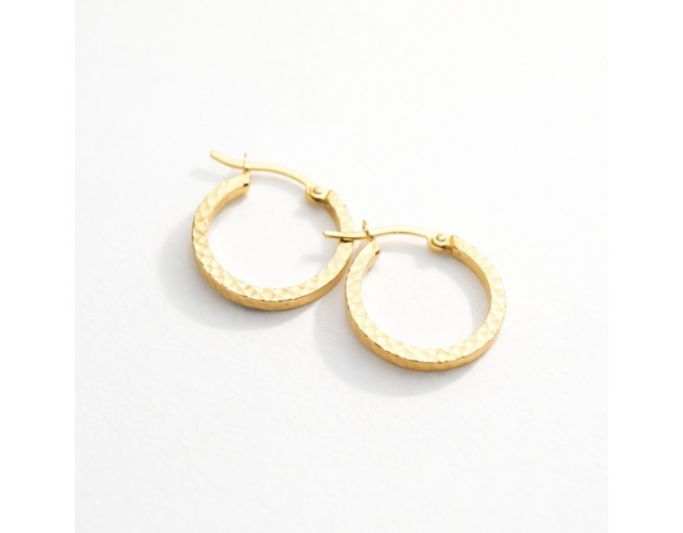 Pendientes Oro Aro Cuadrado Lapidado