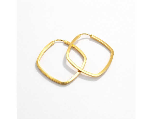 Pendientes Oro Aros Cuadrados