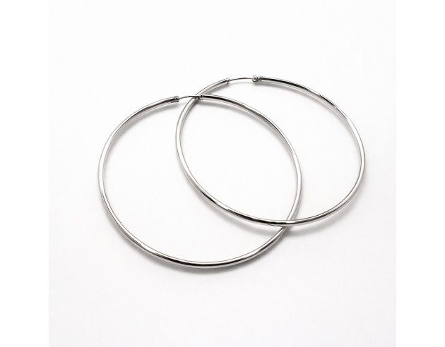Pendientes Oro Blanco Aros Lisos Grandes