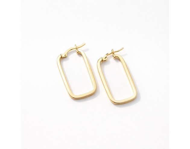 Pendientes Oro Aro Forma Rectangular...