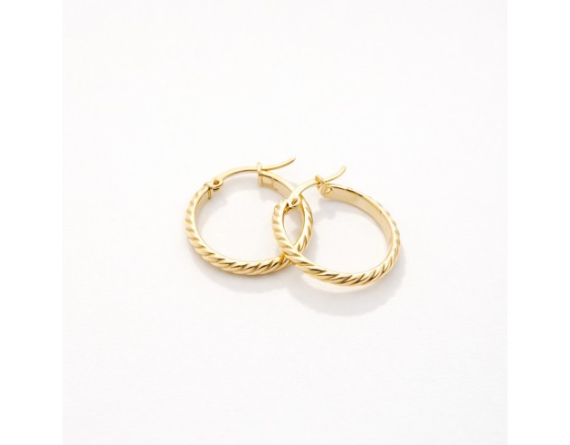 Pendientes Oro Aro Rizado Trenza