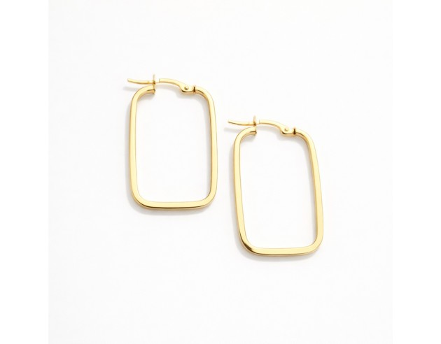 Pendientes Oro Aro Forma Rectangular...