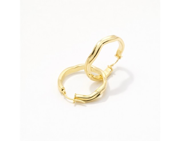 Pendientes Oro Aros Ondulados Mate y...