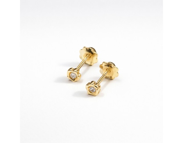 Pendientes Oro Flor Mini Circonita