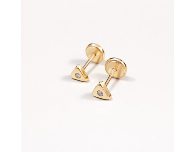 Pendientes Oro Triángulo Mini Circonita