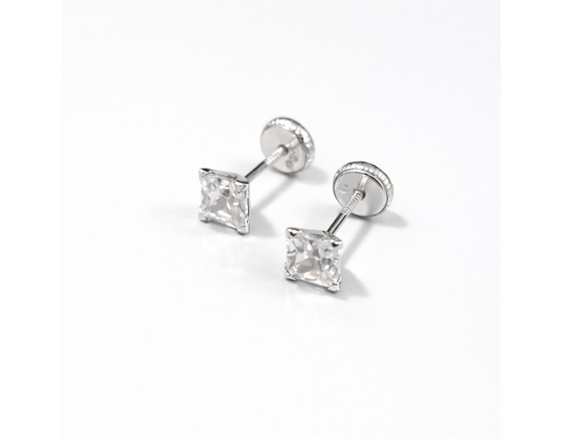 Pendientes Oro Blanco Cuadrados...