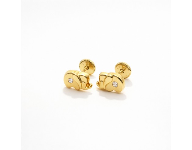 Pendientes Oro Elefantes Circonita