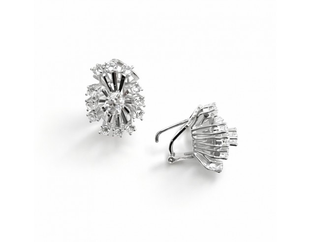 Pendientes Oro Blanco Roseta Oval...