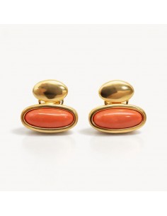 Pendientes Oro Coral Ovalados
