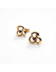 Pendientes Oro Trebol Granate