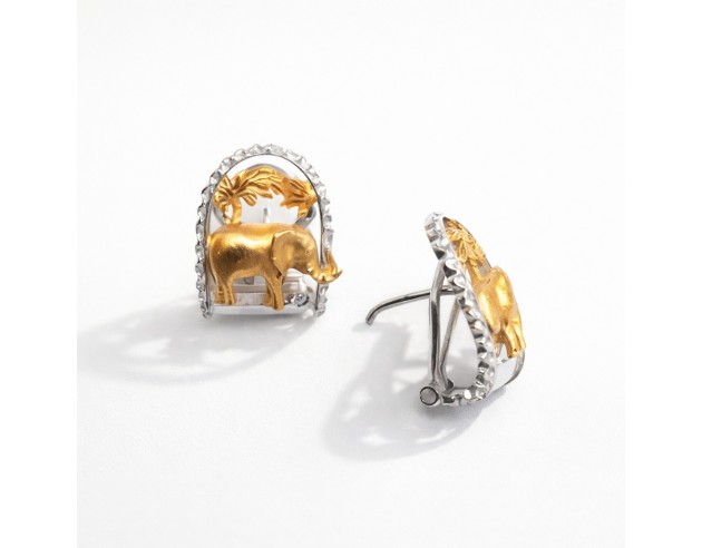 Pendientes Oro Bicolor Elefantes