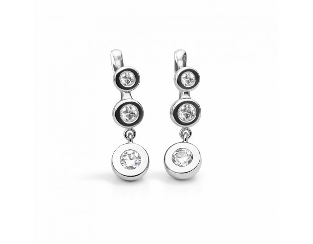 Pendientes Oro Blanco Triple Chaton...