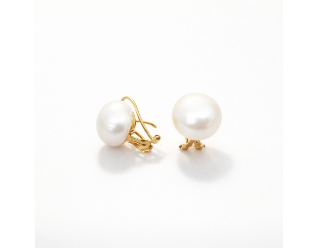Pendientes Oro Perla Viva 14 mm