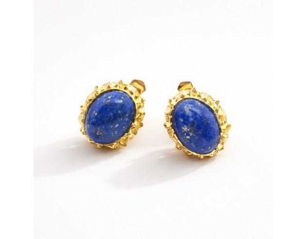 Pendientes Oro Ovalados Lapislazuli...