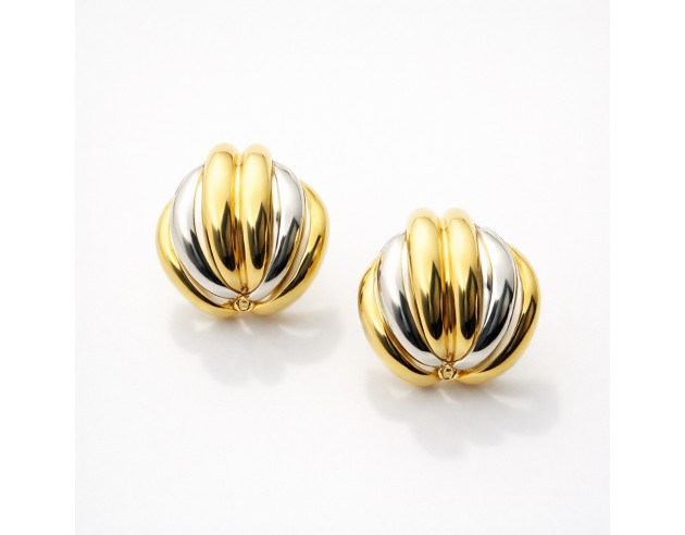 Pendientes Oro Bicolor Tulipan Brillo
