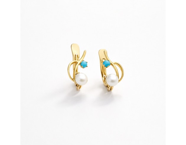 Pendientes Oro Ramillete Turquesa y...