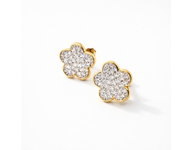 Pendientes Oro Bicolor Motivo Flor...