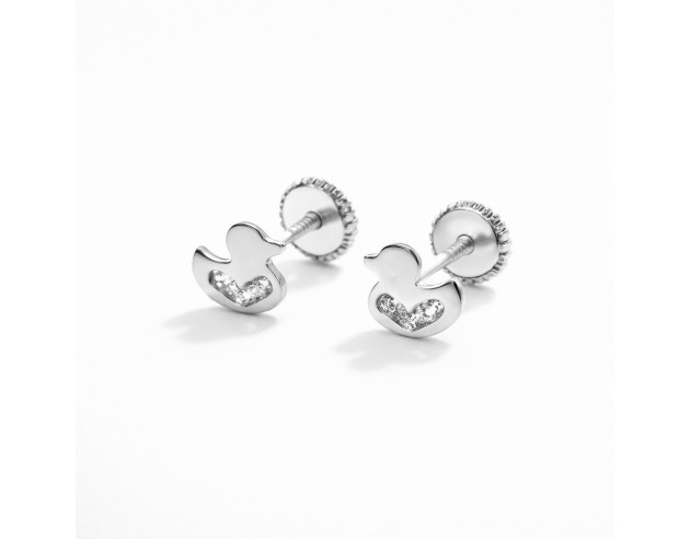 Pendientes Oro Blanco Bebe Pato...