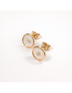 Pendientes Oro Círculo Nacar