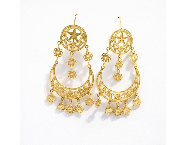 Pendientes Largos Oro Labrados