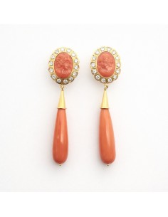 Pendientes Oro Largos Coral...