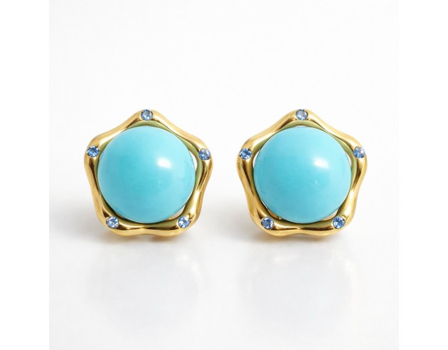 Pendientes Oro Turquesas Circonitas...