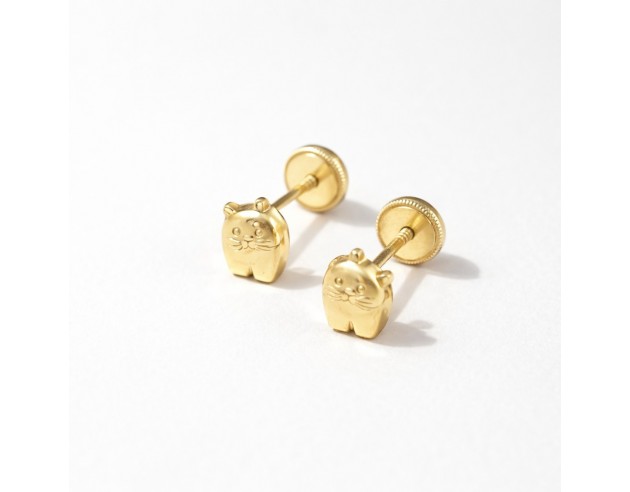 Pendiente Oro Gato Mini