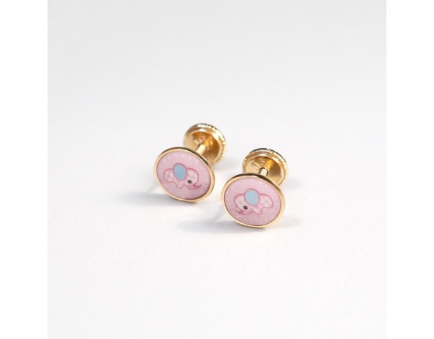 Pendientes Oro Circulo Elefante...