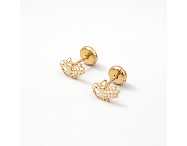Pendientes Oro Niña Mano Fátima